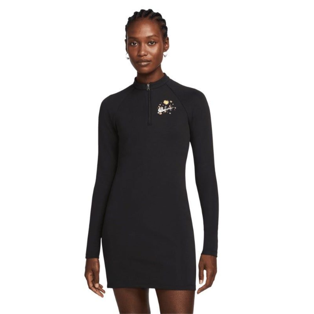 NIKE Women's Sportswear Essential Logo Twist Dress sz S Small Black Swoosh